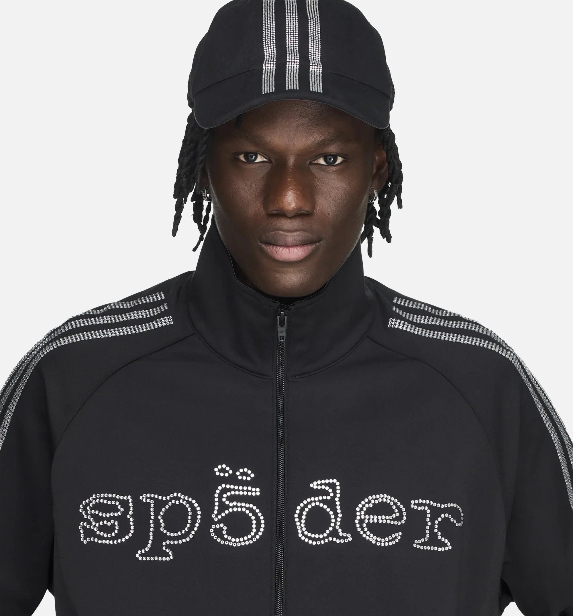 Sp5der Rhinestone Tracktop Mens Jacket Black