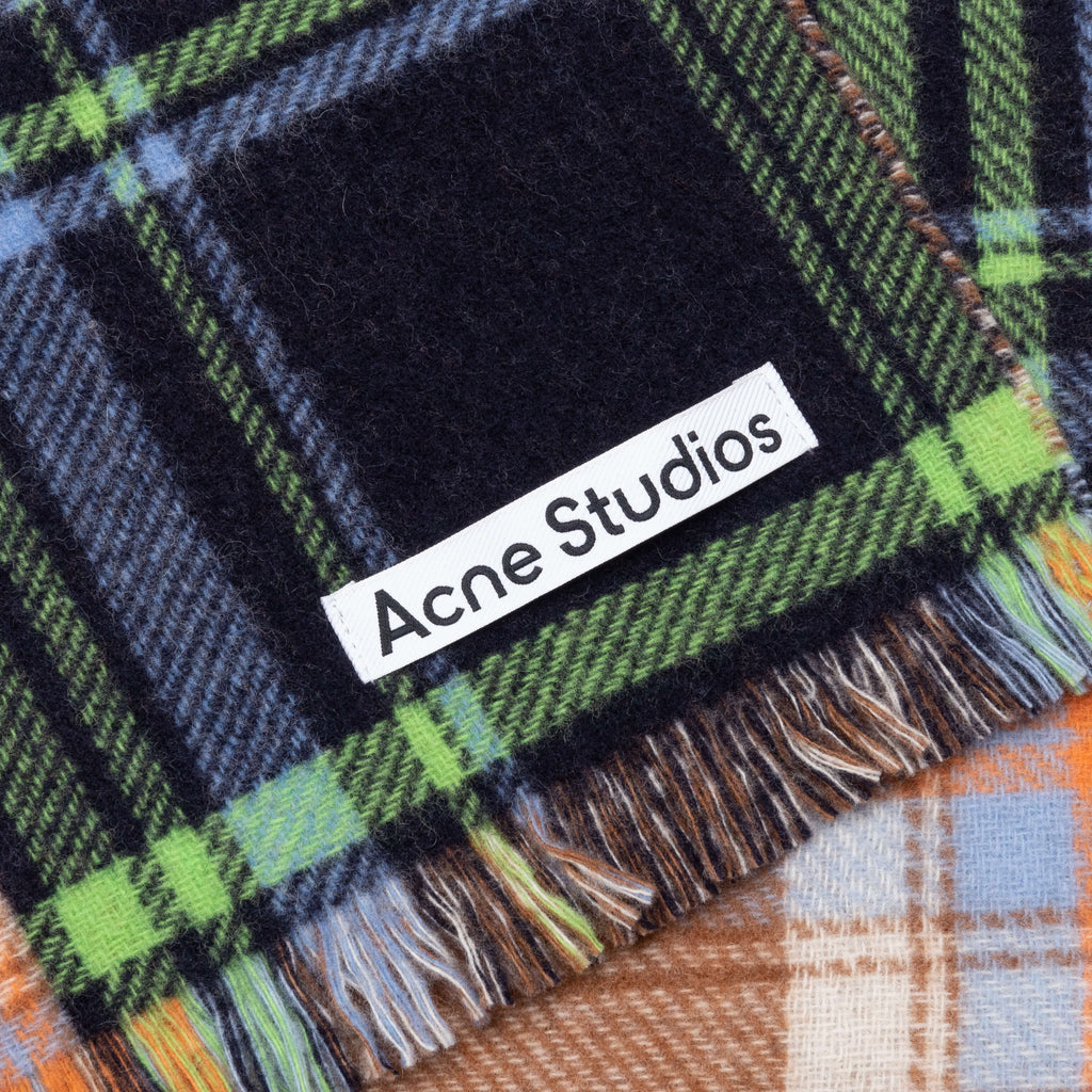 Vorata Patchwork Tartan Scarf Blue Green Orange