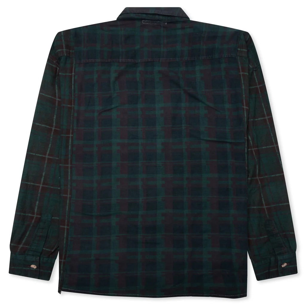 Over Dyed Ribbon Wide Shirt Green