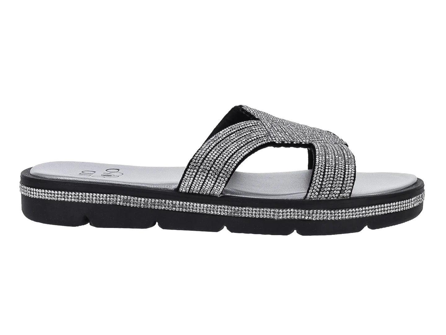 Sandalias Casuales Luna Rosa Negro Plata para Mujer