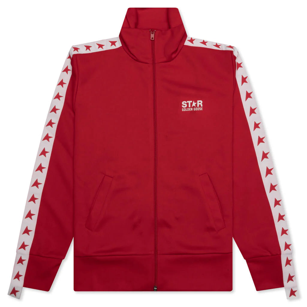 Womens Star Zipped Track Jacket Tango Red