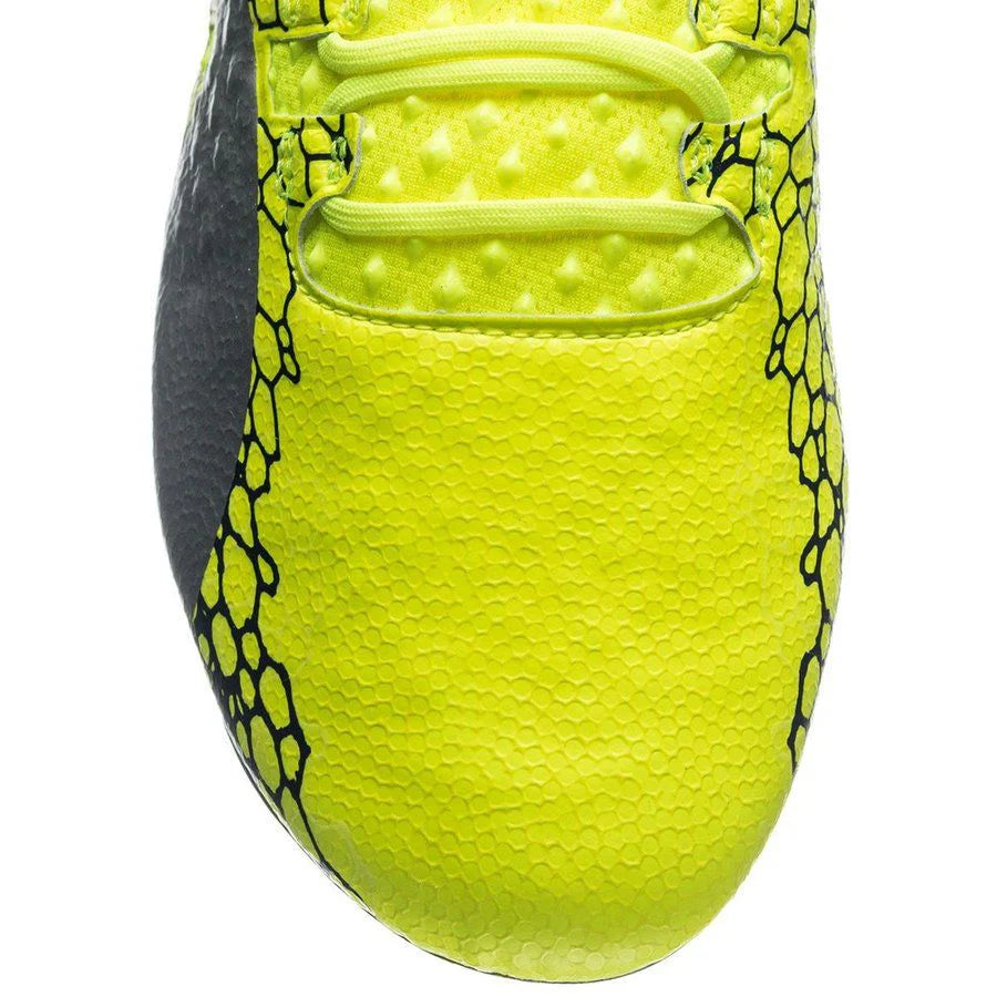 PUMA Evopower Vigor 1 Graphic FG Firm Ground Soccer Cleats Safety Yellow Silver