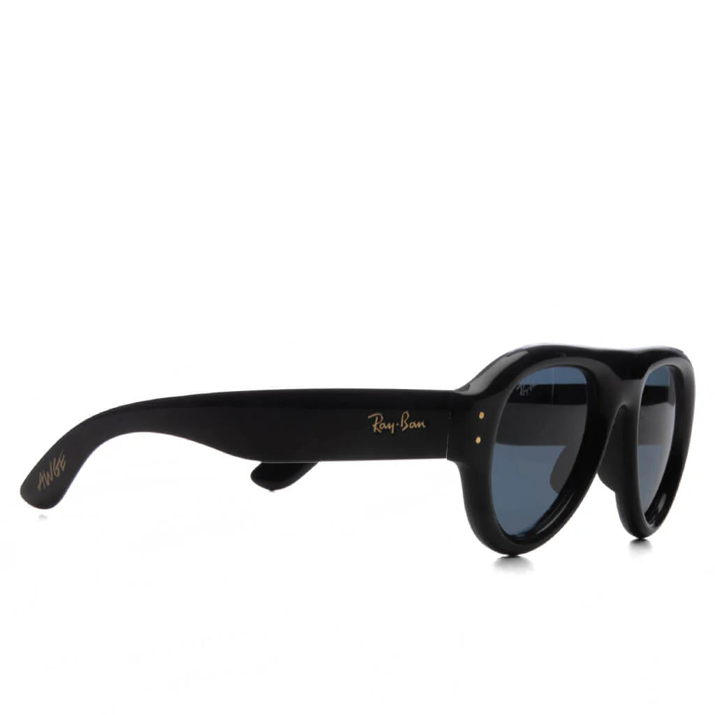 Ray Ban x AAP Rocky Aviator Puffer Black Frame Dark Blue Lens