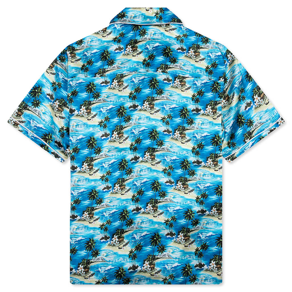 Hitchcock Hawaiian Silk Shirt Blue
