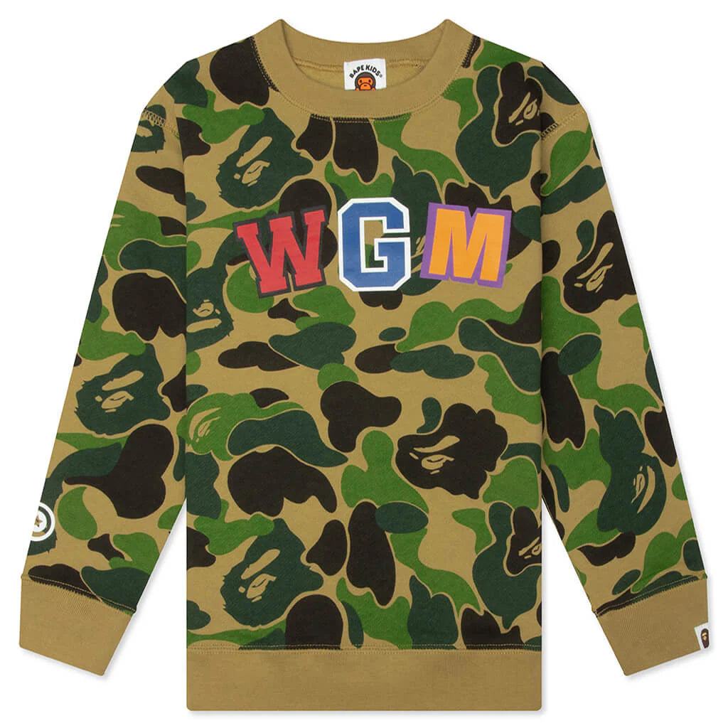 Kids ABC Camo Shark Crewneck Sweatshirt Green