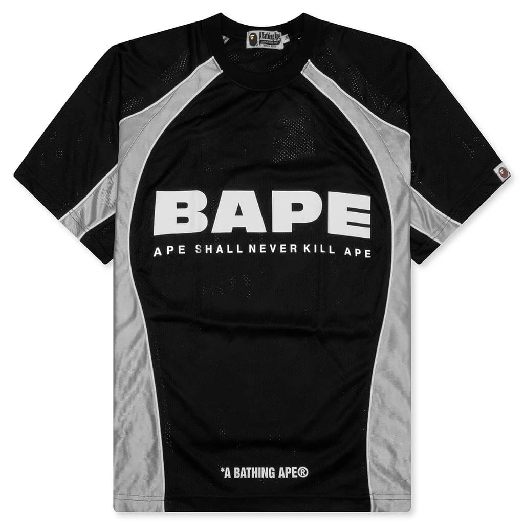 Solid Camo Jacquard Multilogo Relaxed Fit Football Jersey Black