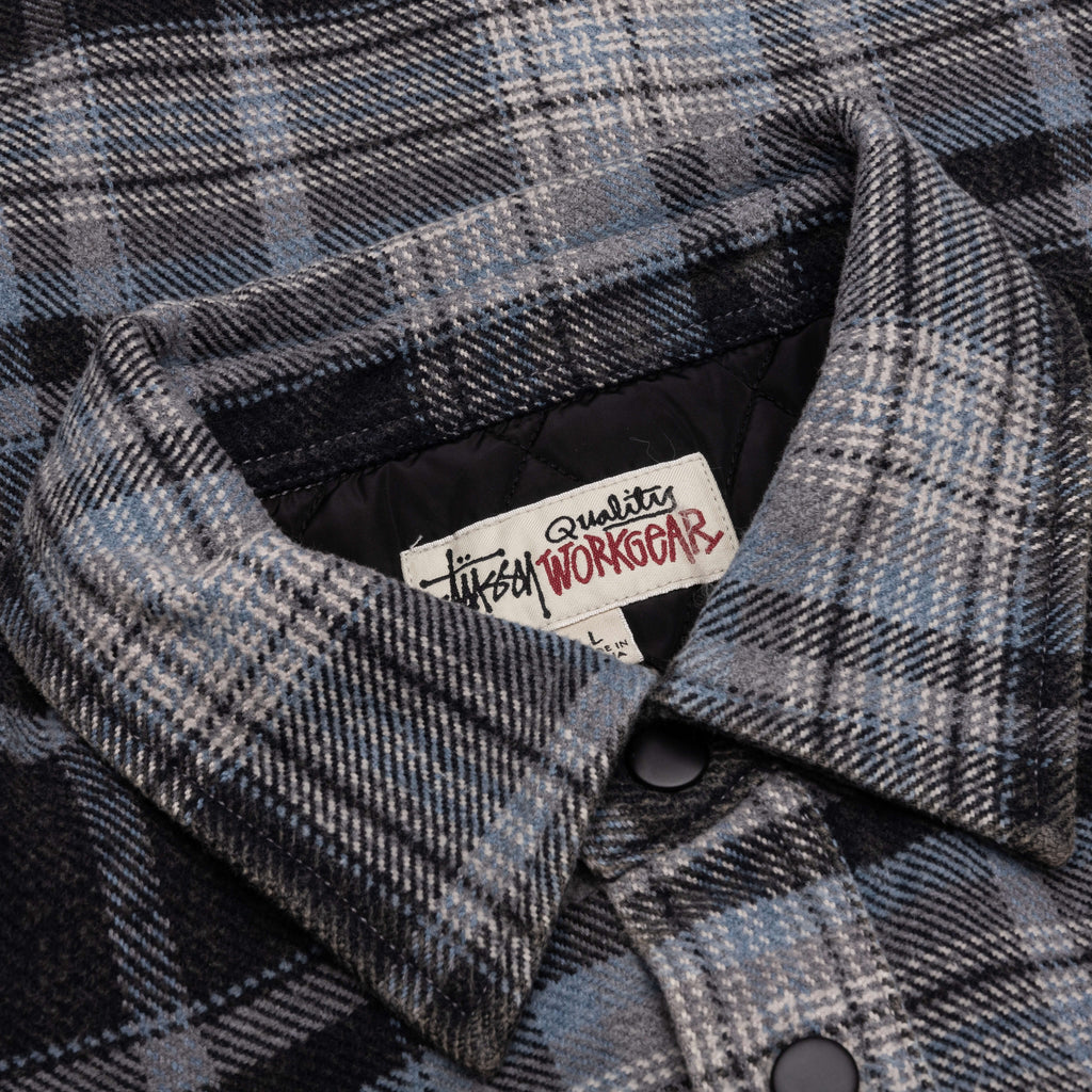 Heavy Washed Plaid Shirt Blue