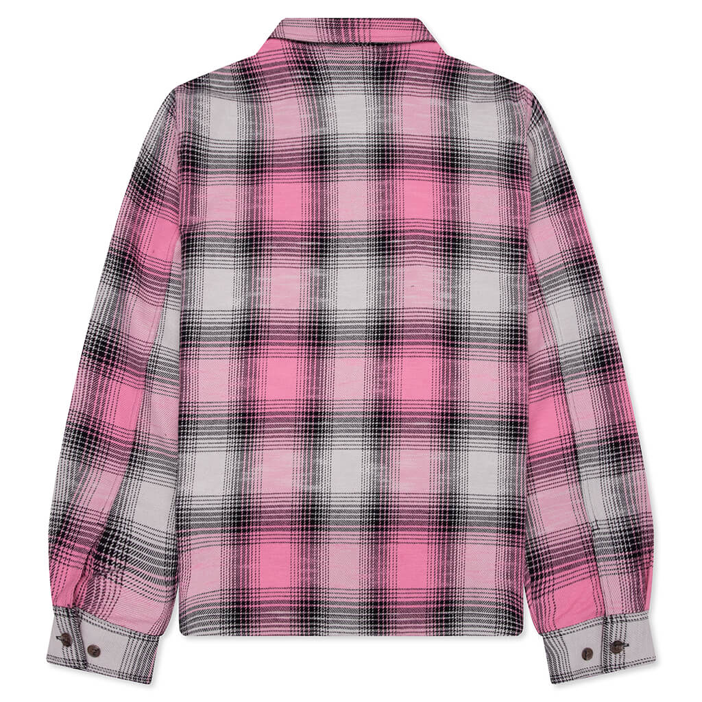 Flannel Zip Shirt Pink