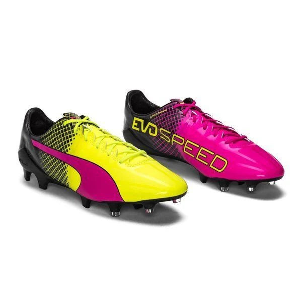 PUMA Evospeed 15 Tricks FG Firm Ground Soccer Cleats Pink Glo Safety Yellow