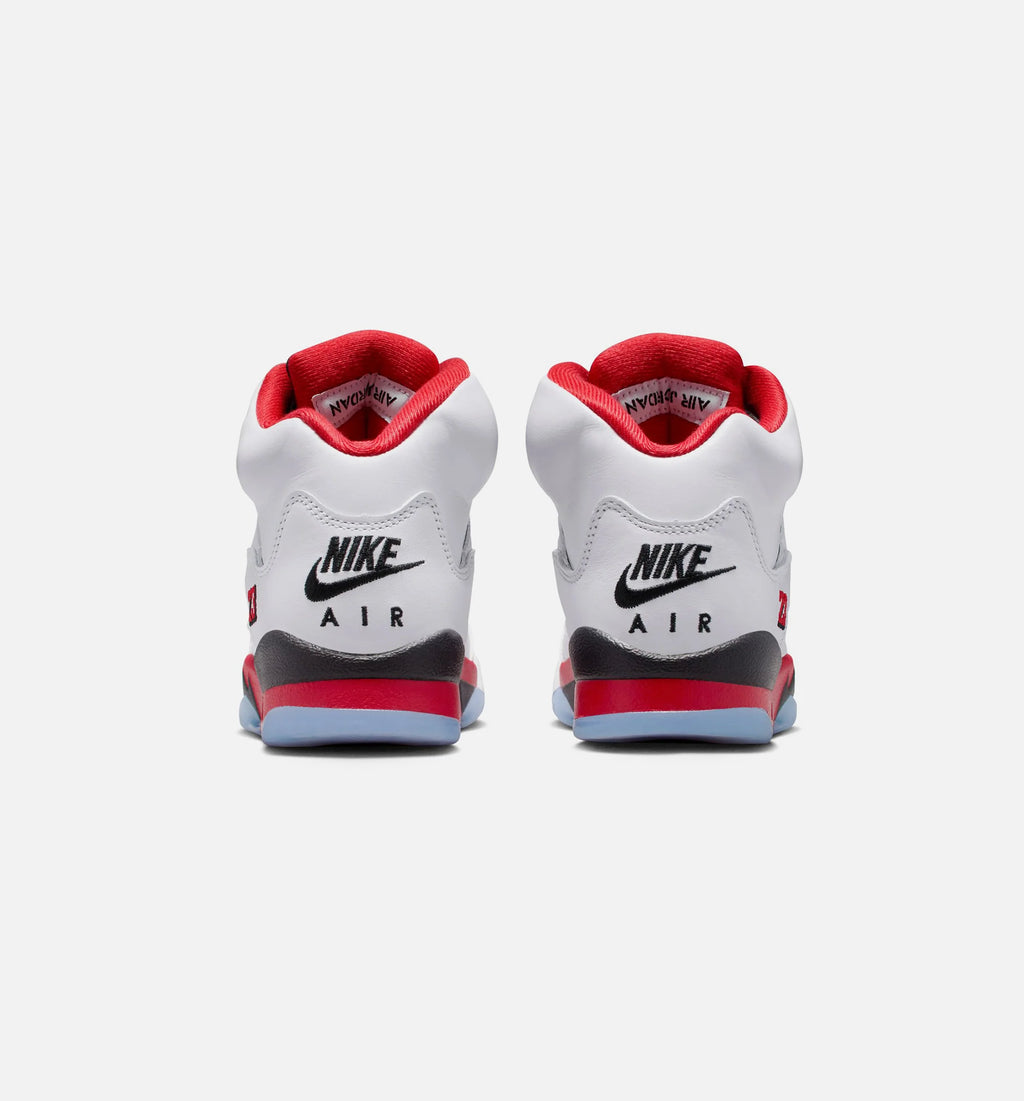 Air Jordan 5 Retro Fire Red Grade School Lifestyle Shoe White Fire Red Black