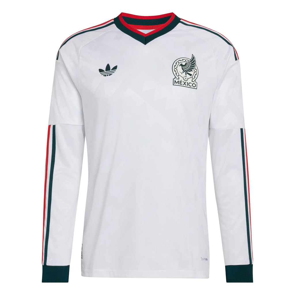 adidas Mexico Away Authentic Long Sleeve Mens Soccer Jersey 2026 White
