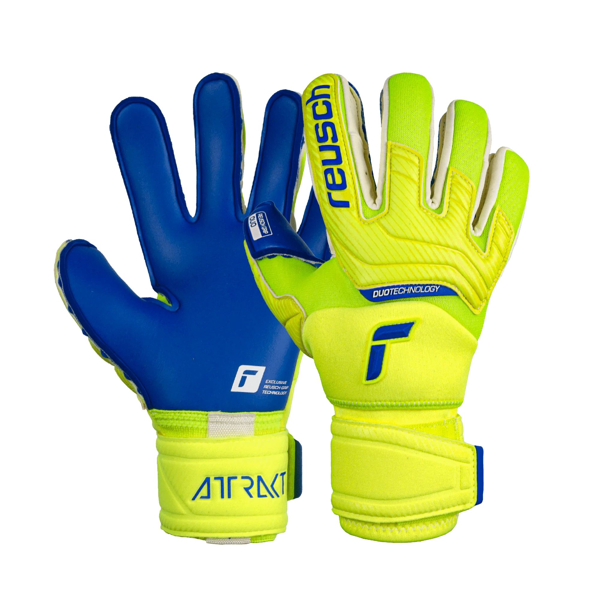 Reusch Attrakt Duo Ortho Tec Goalkeeper Gloves Fluo Yellow Blue