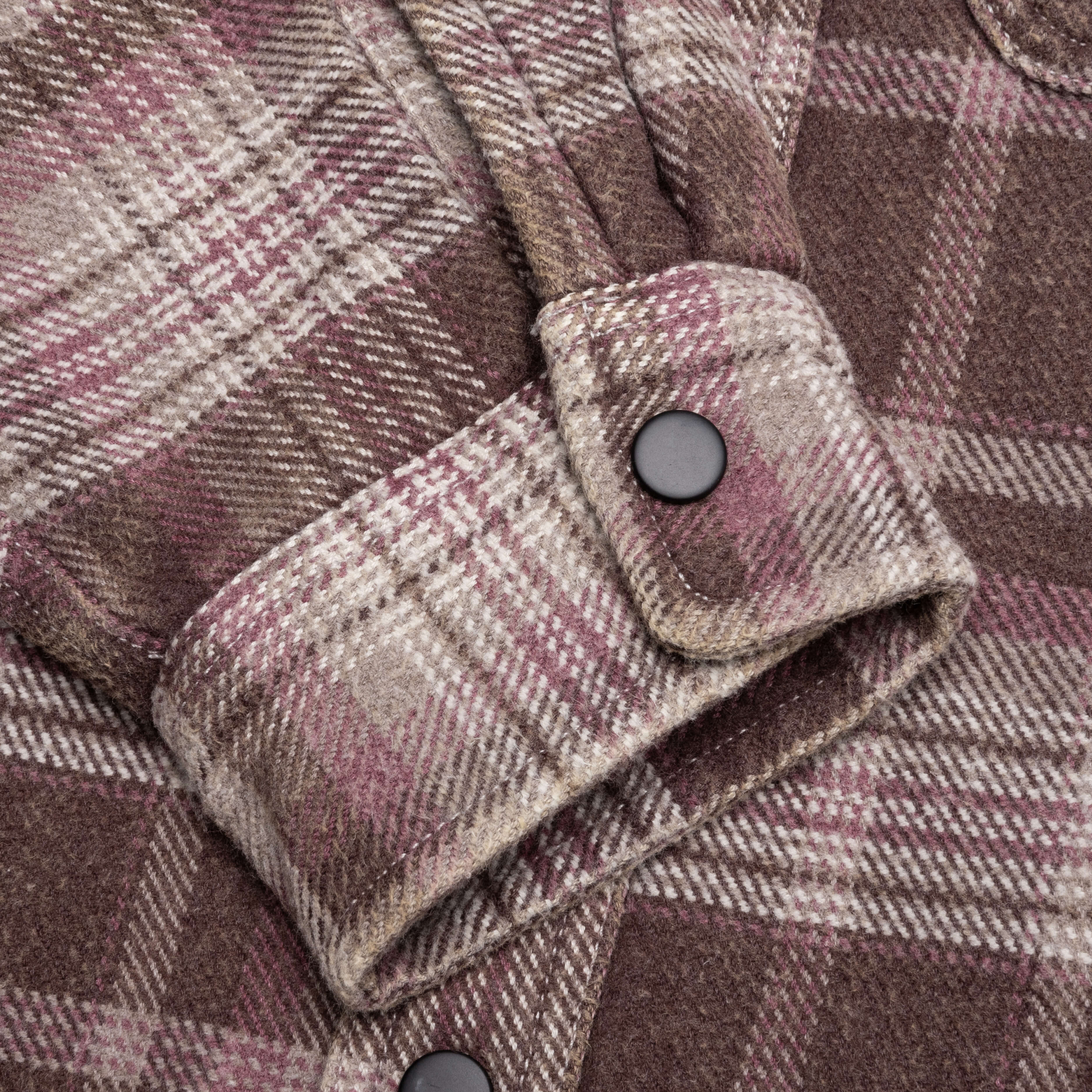 Heavy Washed Plaid Shirt Brown