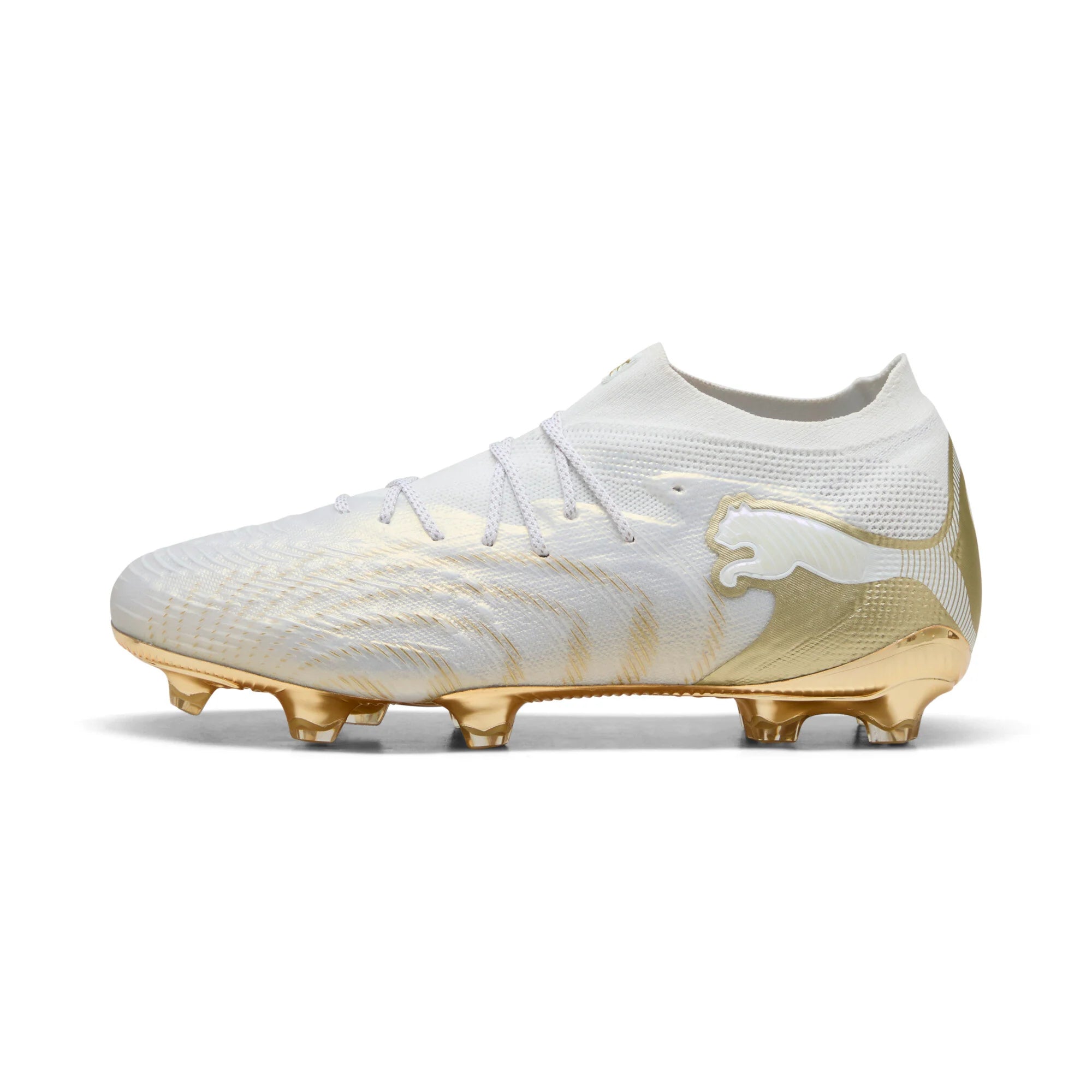 PUMA Future 9 Ultimate FG Firm Ground Mens Soccer Cleats White Gold Black