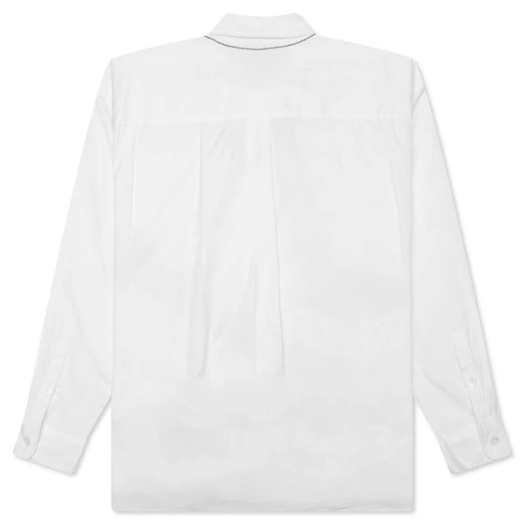 Medal Cross Embroidery L S Shirt White