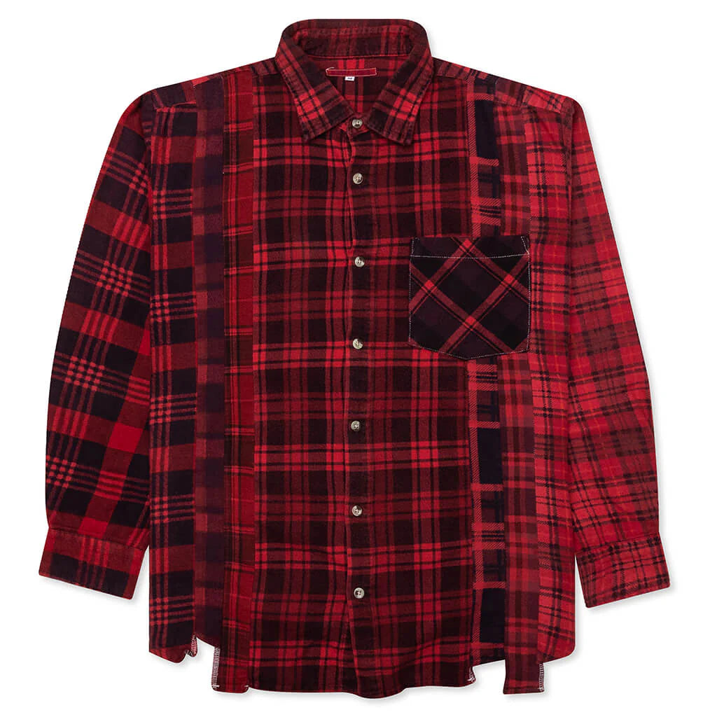 Flannel Shirt 7 Cuts Shirt Over Dye Red