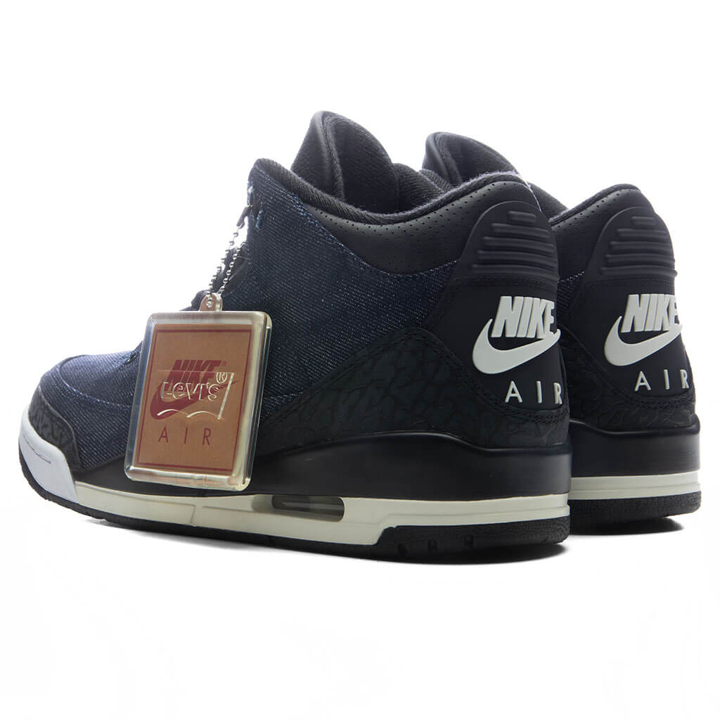 Air Jordan 3 x Levis Rigid Denim Denim Black Sail Indigo Gym Red