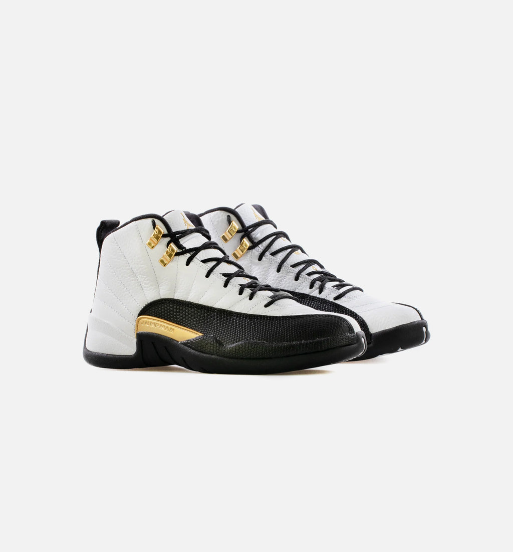Air Jordan 12 Retro Royalty Mens Lifestyle Shoe White Black Metallic Gold Limit One Per Customer