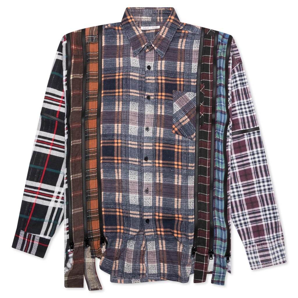 Flannel Shirt 7 Cuts Zipped Wide Shirt Assorted