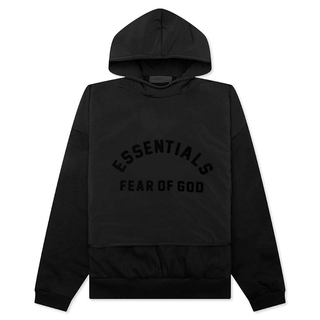 Nylon Fleece Hooded Sweater Jet Black