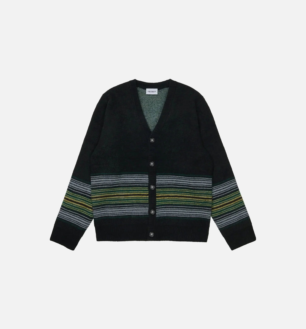 Dillon Stripe Cardigan Mens Sweater Black