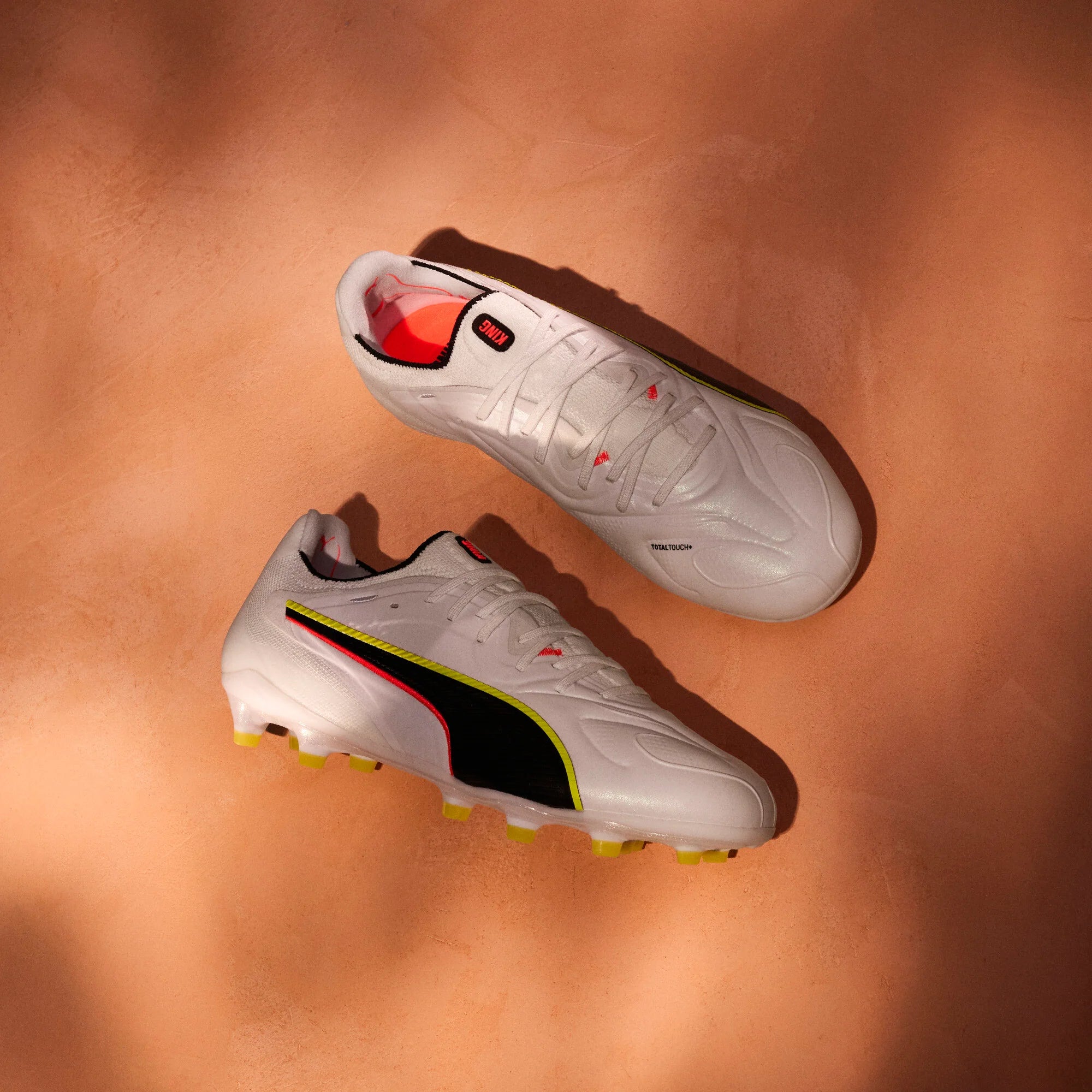 PUMA King 20 Ultimate FG AG Firm Multi Ground Mens Soccer Cleats White Red Yellow