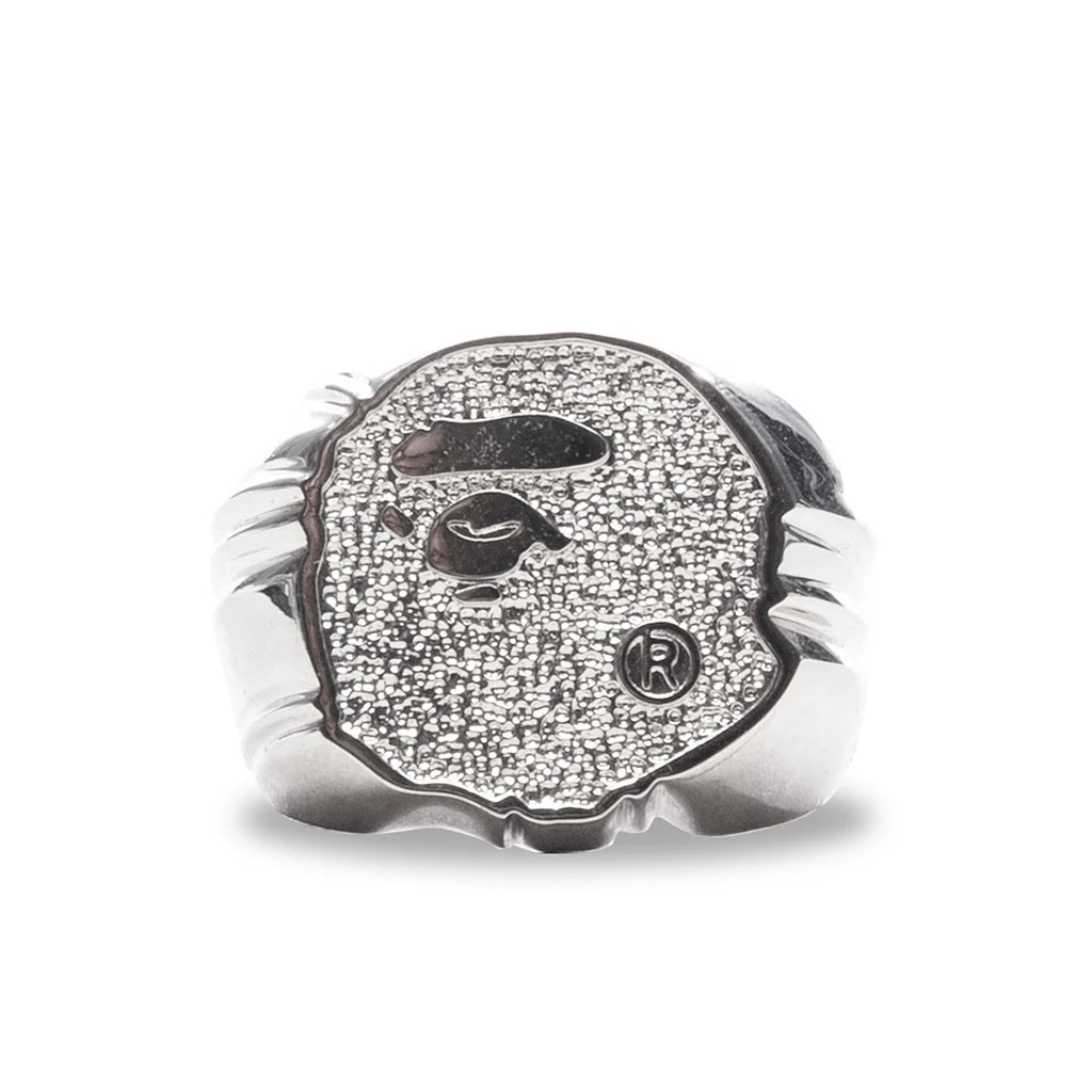 Rhinestone Ape Head Ring Silver