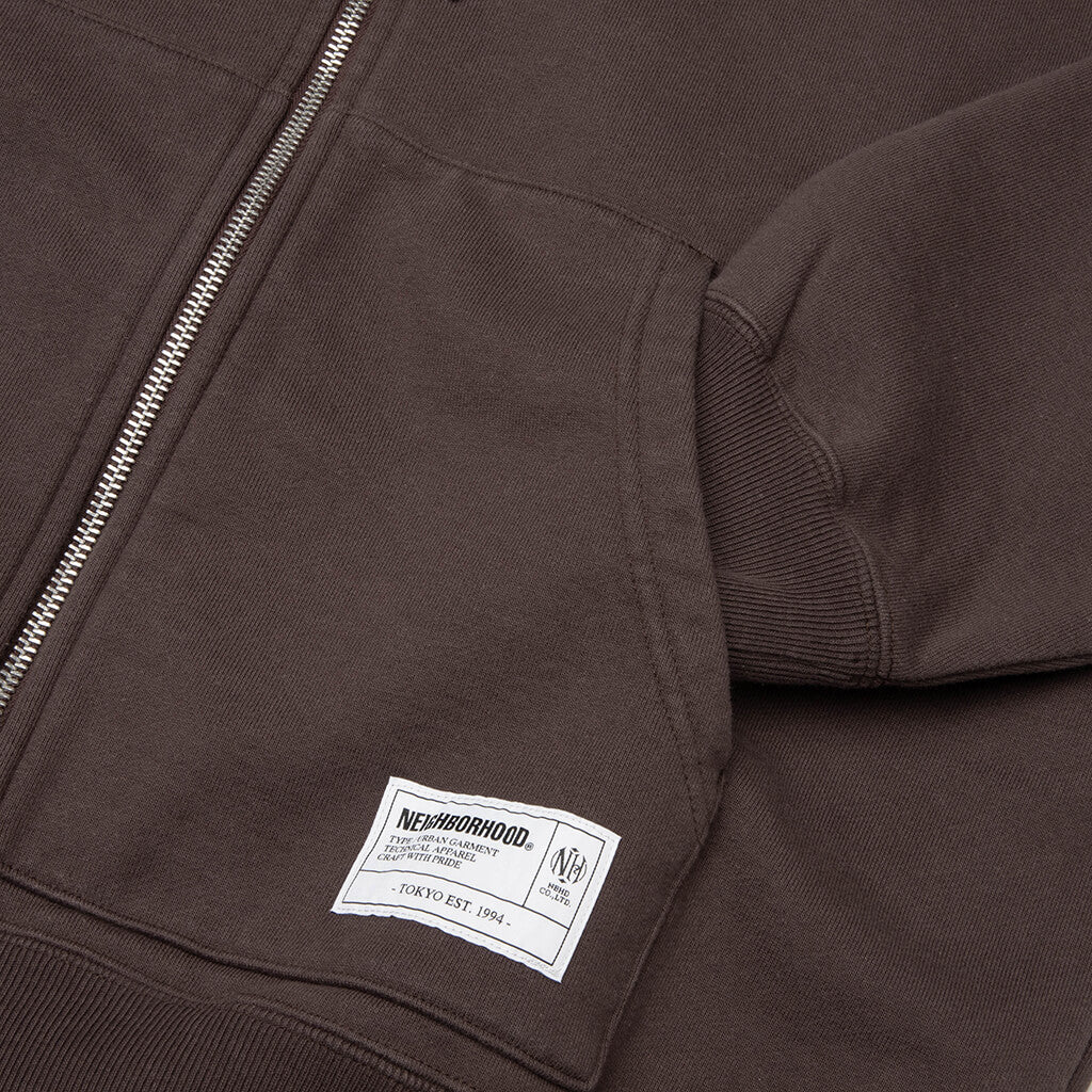 Classic L S Sweat Zip Hoodie Brown