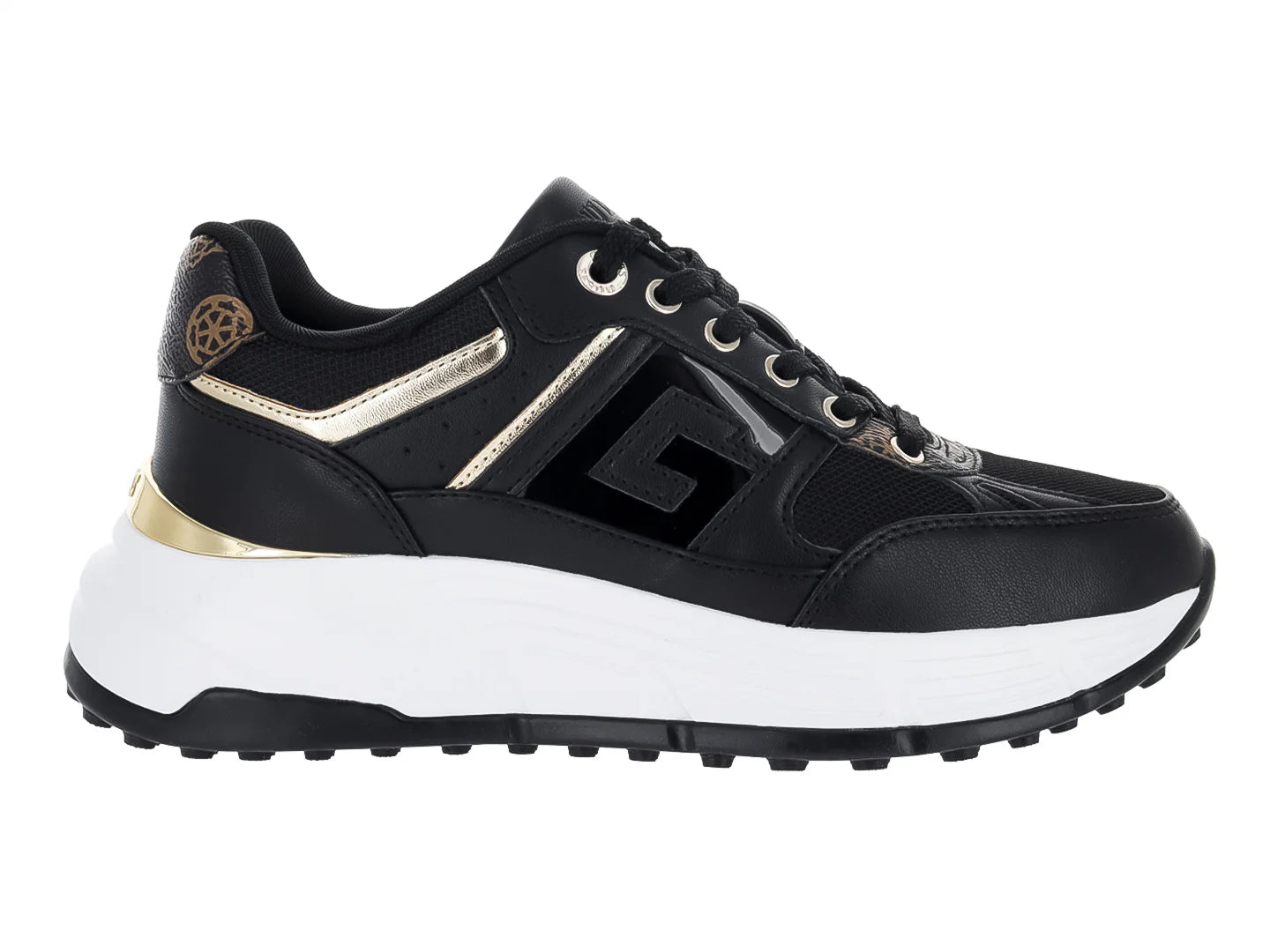 Tenis Guess Fonzi Negro con Dorado para Mujer