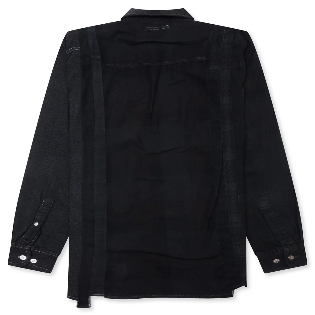 Over Dye 7 Cuts Wide Shirt Black
