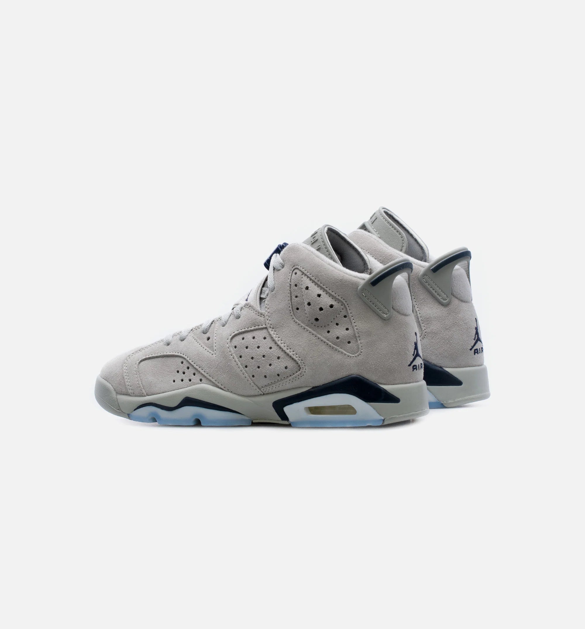 Air Jordan 6 Retro Georgetown Grade School Lifestyle Shoe Grey Navy Blue Free Shipping