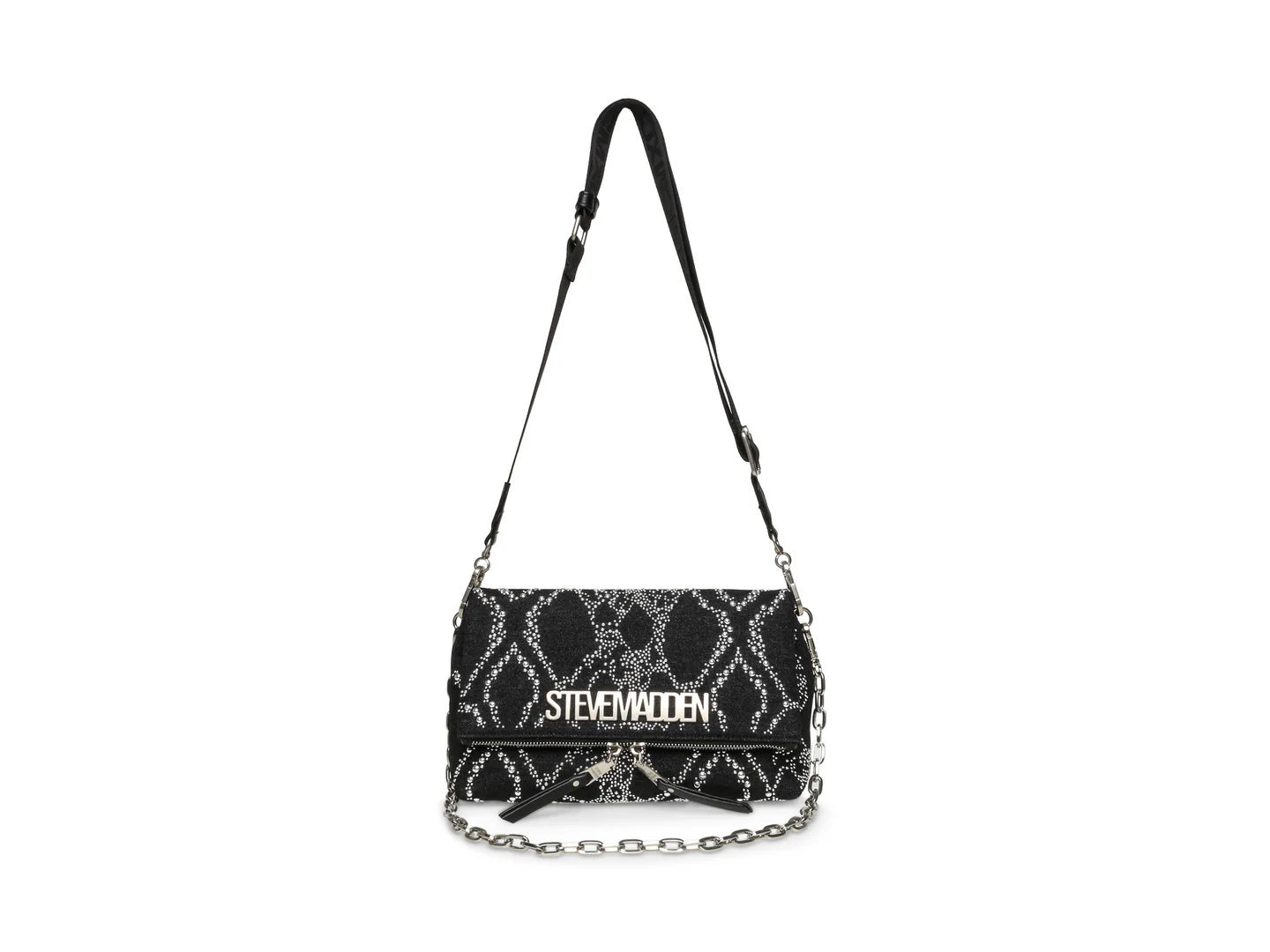 Bolsa de Hombro Steve Madden Brylie Negro Plata para Mujer