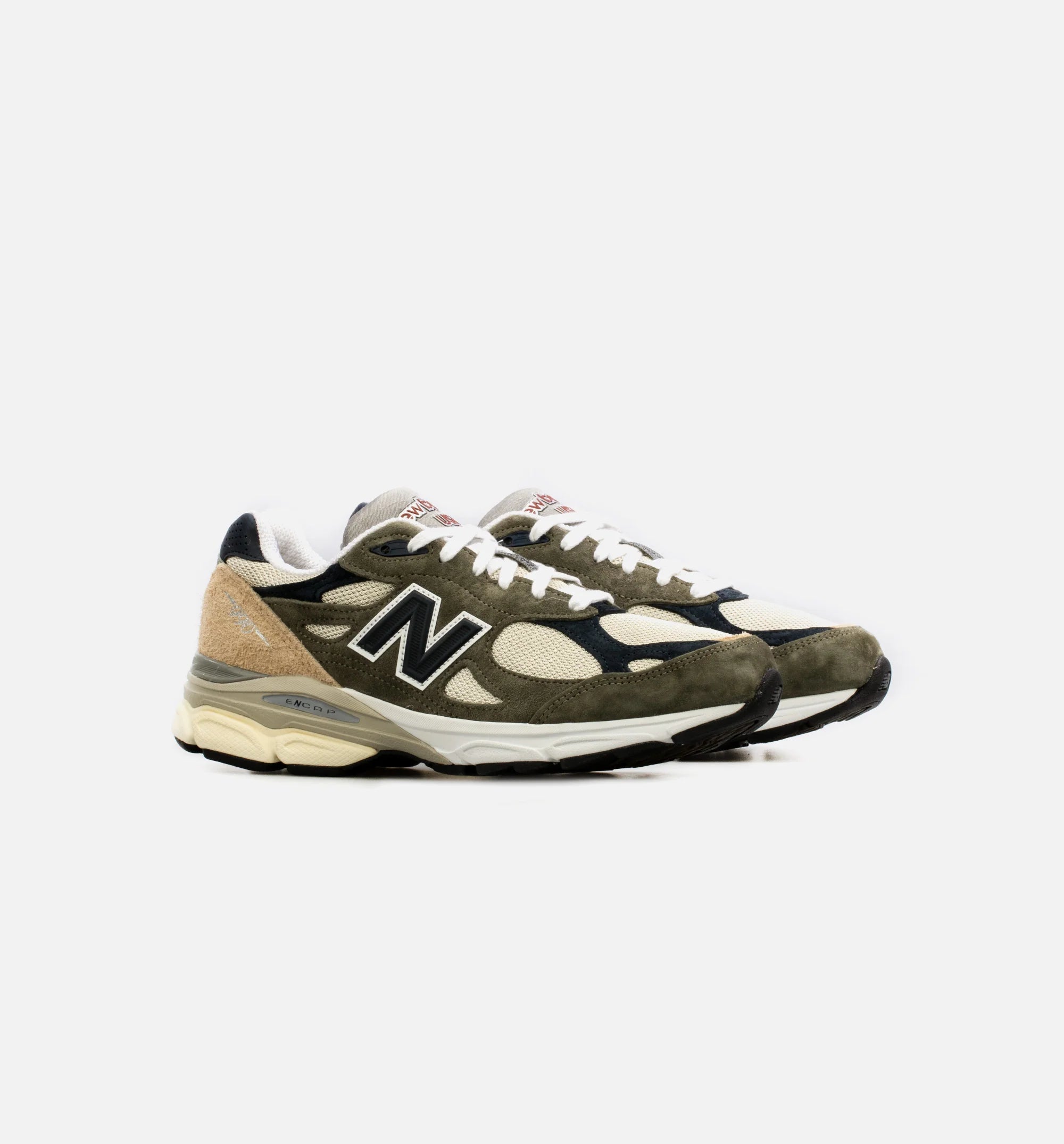 MADE in USA 990v3 Mens Lifestyle Shoe Olive Green White