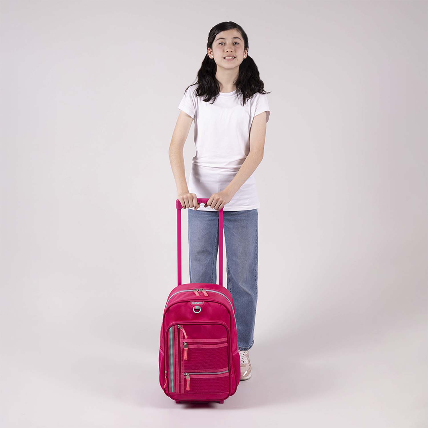 Mochila Rodante Chenson Rosa Fiusha para Niña