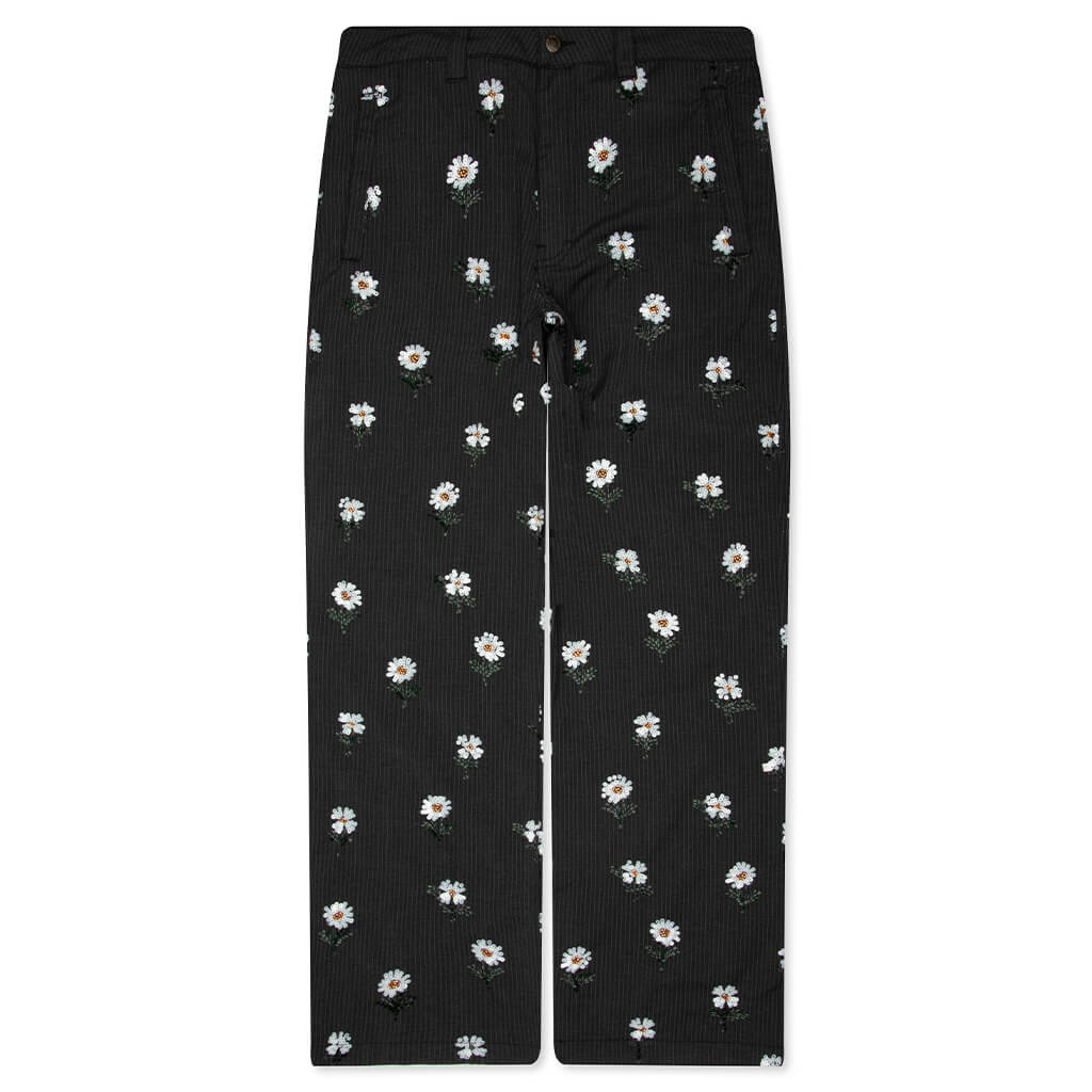 Flowers Beaded Pant Black