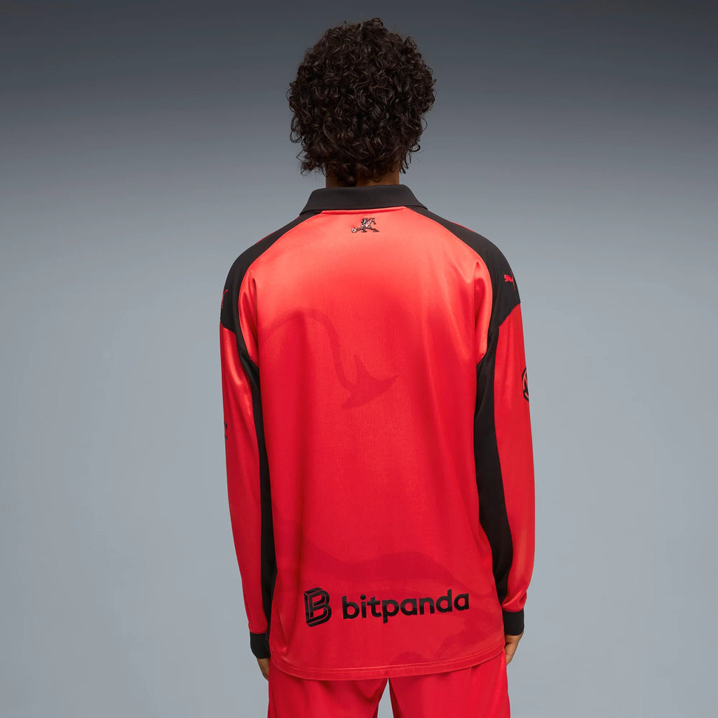 PUMA AC Milan x Slam Jam Limited Edition Long Sleeve Mens Soccer Jersey 26 27 Red