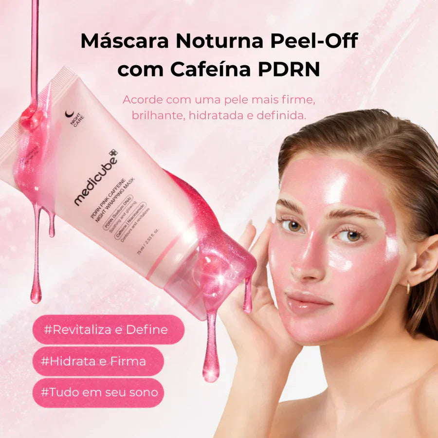 Máscara Noturna PDRN Cafeína Rosa Hidratação e Firmeza