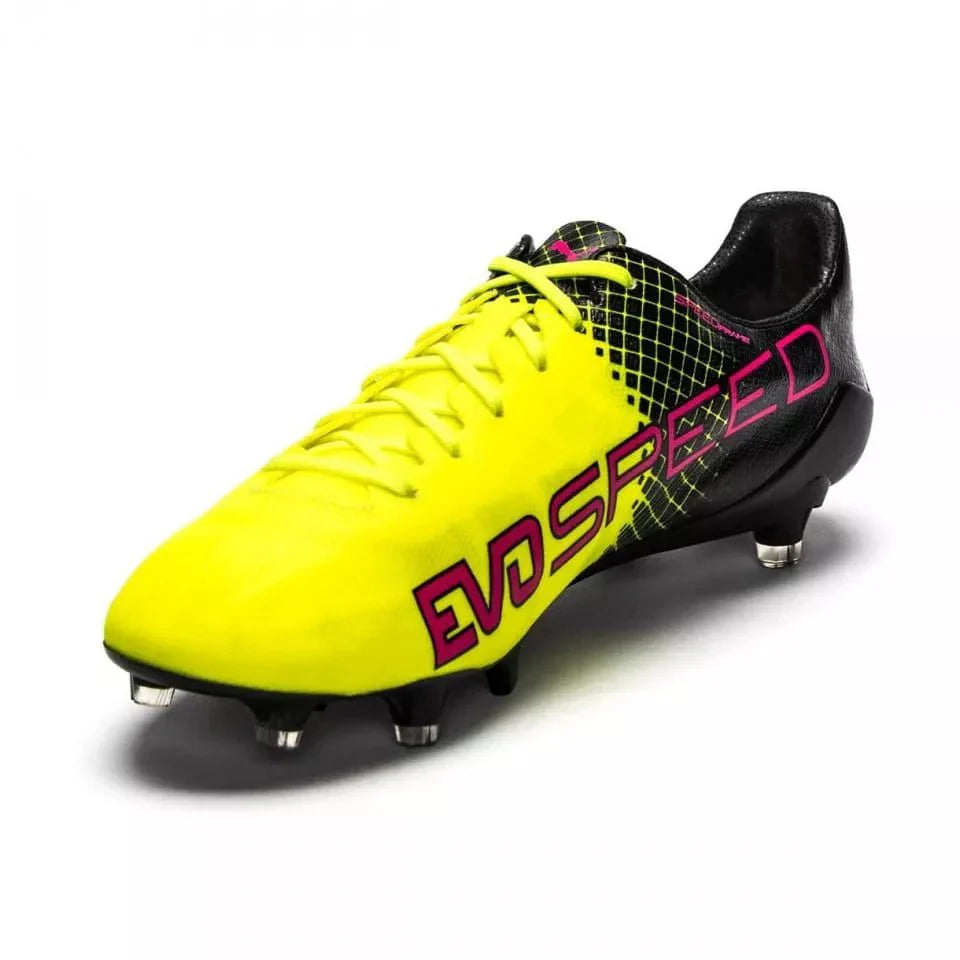 PUMA EvoSPEED SL II Tricks FG Firm Ground Soccer Cleats Pink Glo Safety Yellow