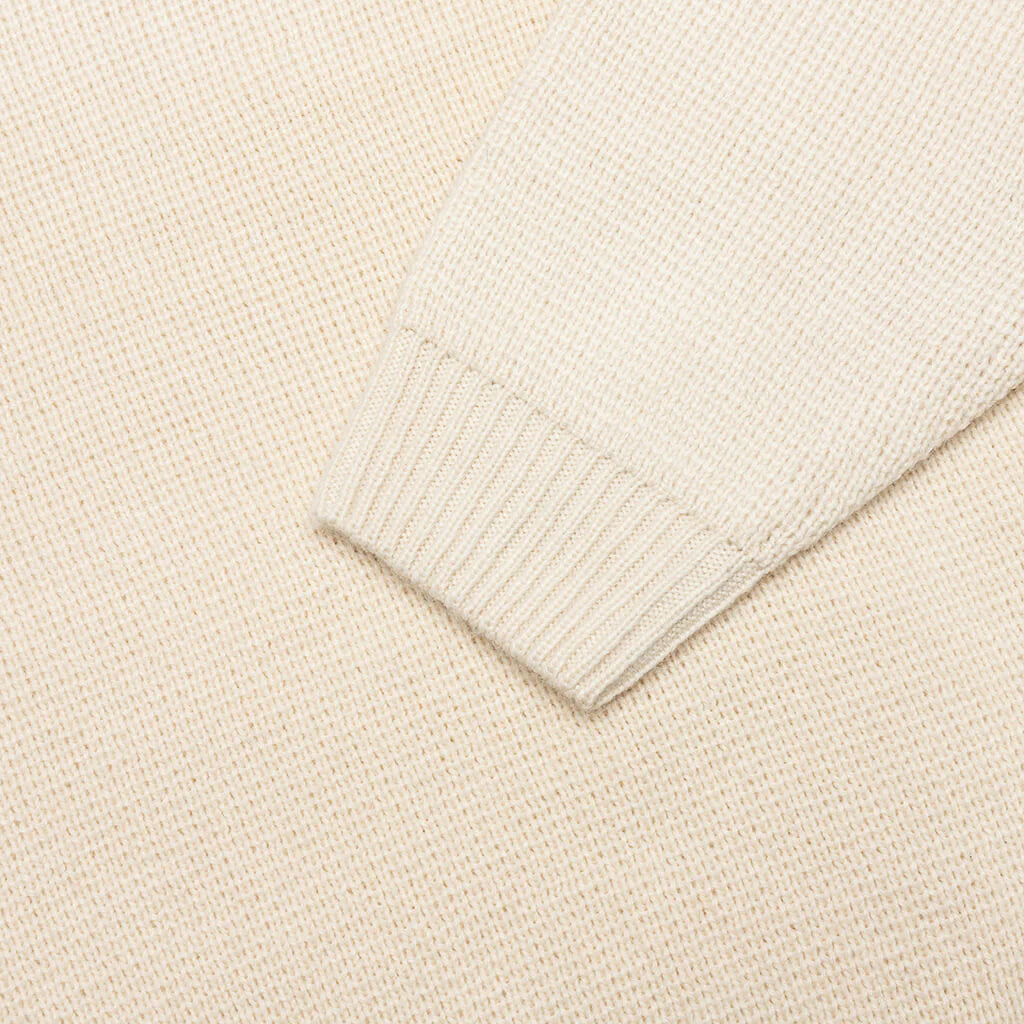 Felt Patch Knit Hood Natural