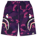 Kids Color Camo Side Shark Beach Shorts Purple