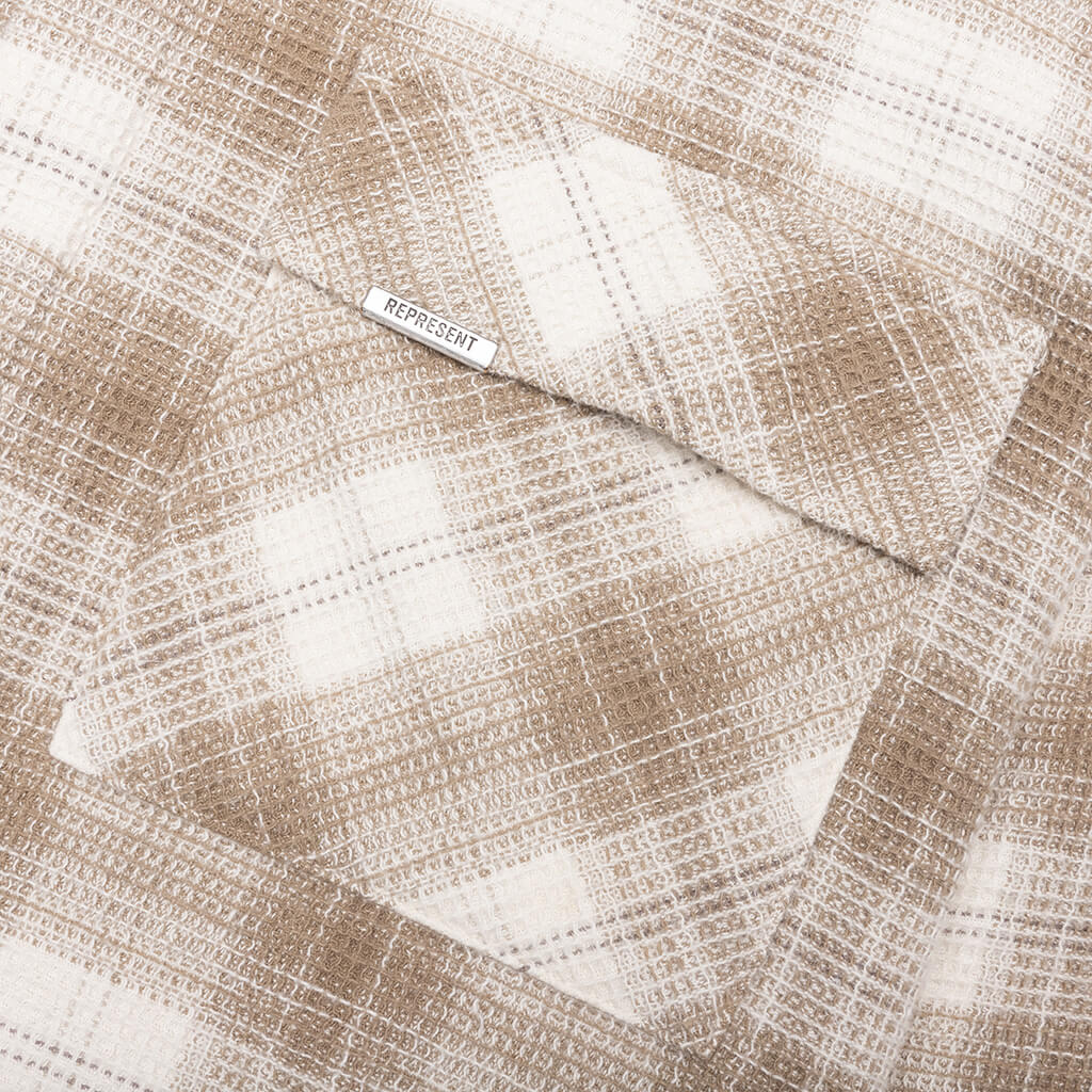Waffle Flannel Shirt Mid Brown