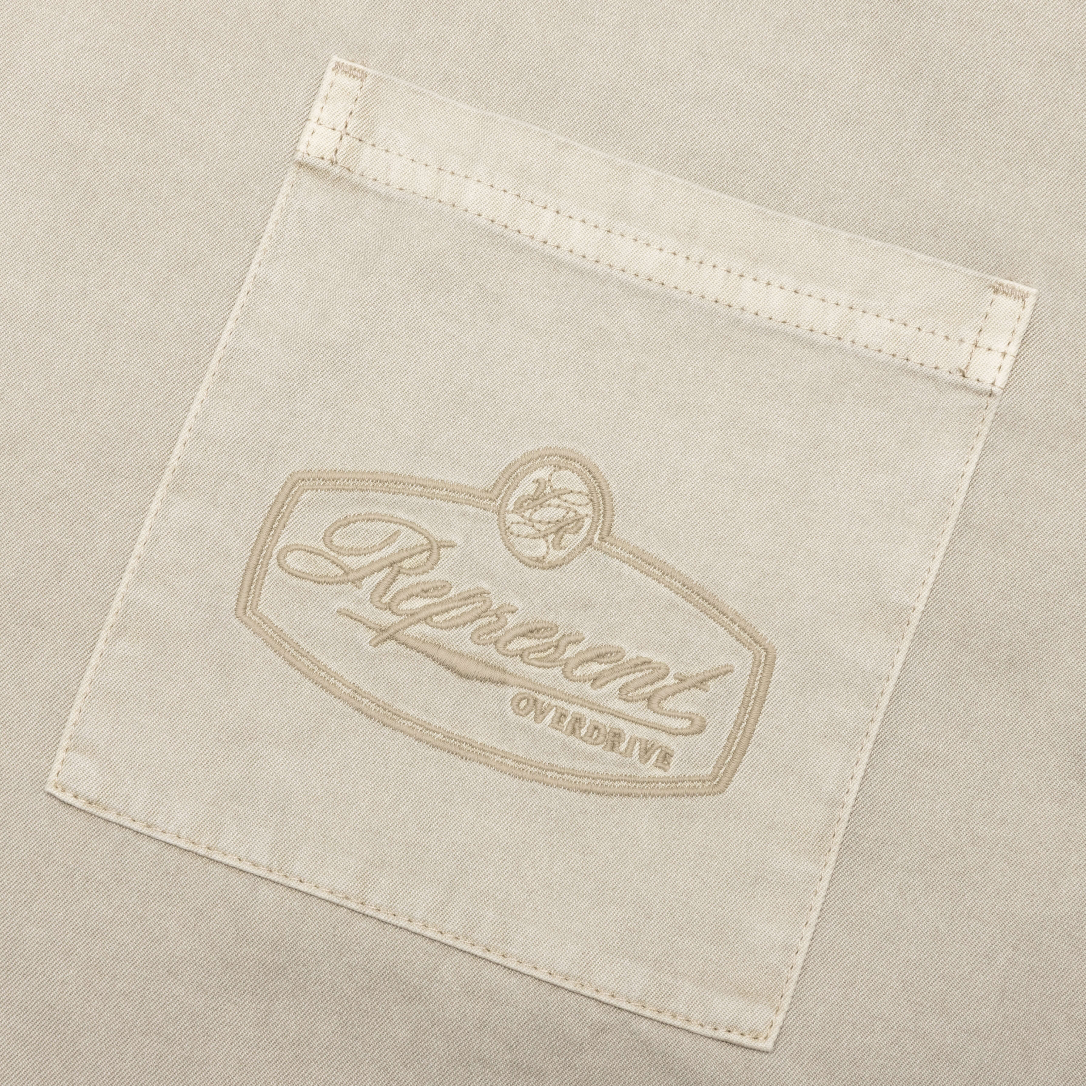 Short Sleeve Cotton Overshirt Beige
