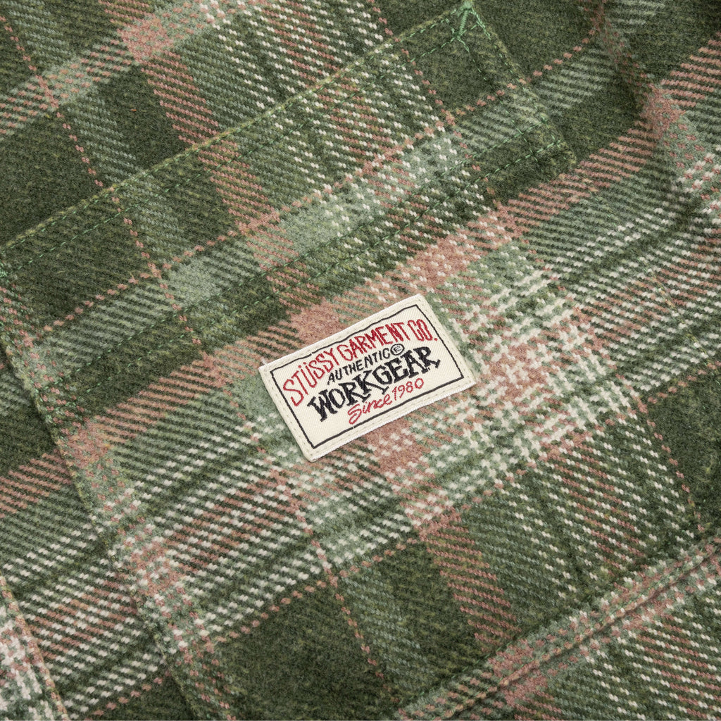 Heavy Washed Plaid Shirt Green