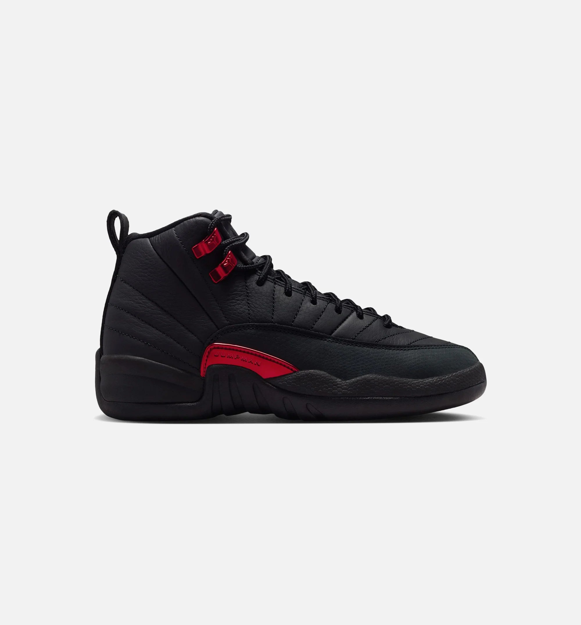Air Jordan 12 Retro Bloodline Grade School Lifestyle Shoe Black Varsity Red Free Shipping