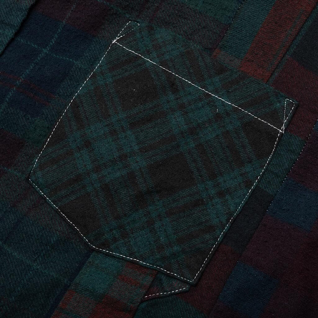 Flannel Shirt 7 Cuts Shirt Over Dye Green