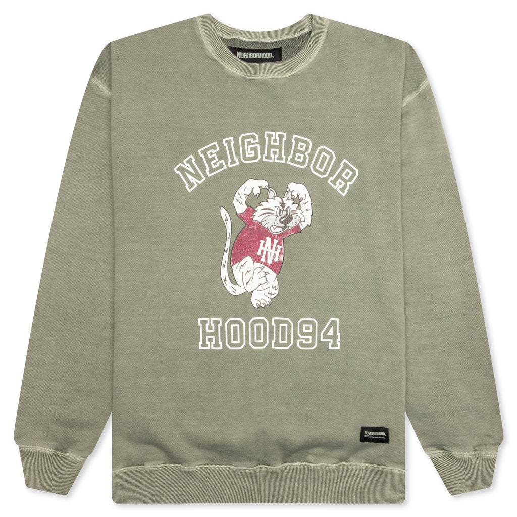 Pigment Dyed Sweat Shirt L S Olive