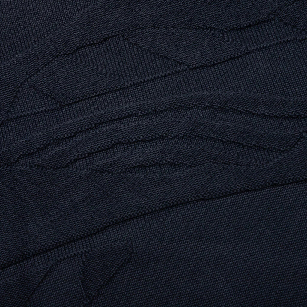 Landscaped Knitted Pullover Navy Blue