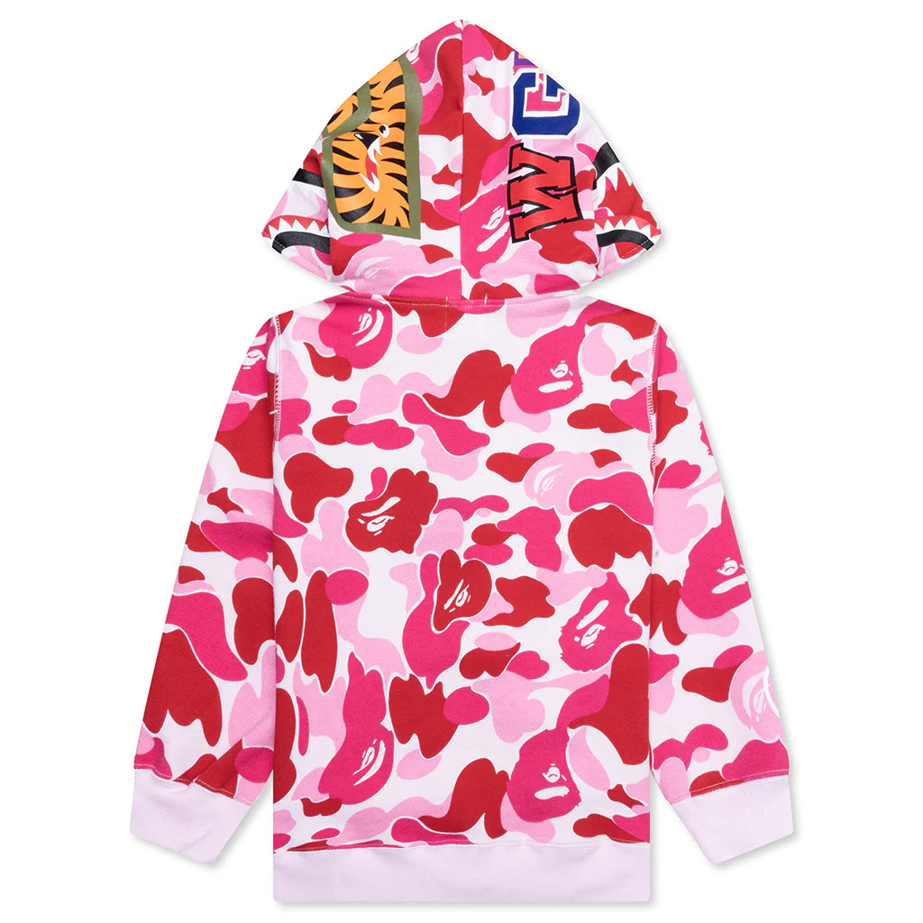 Kids Abc Camo Shark Zip Hoodie Pink