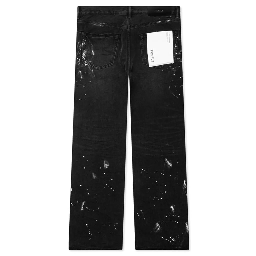 Knee Slit Paint Splatters Jeans Black