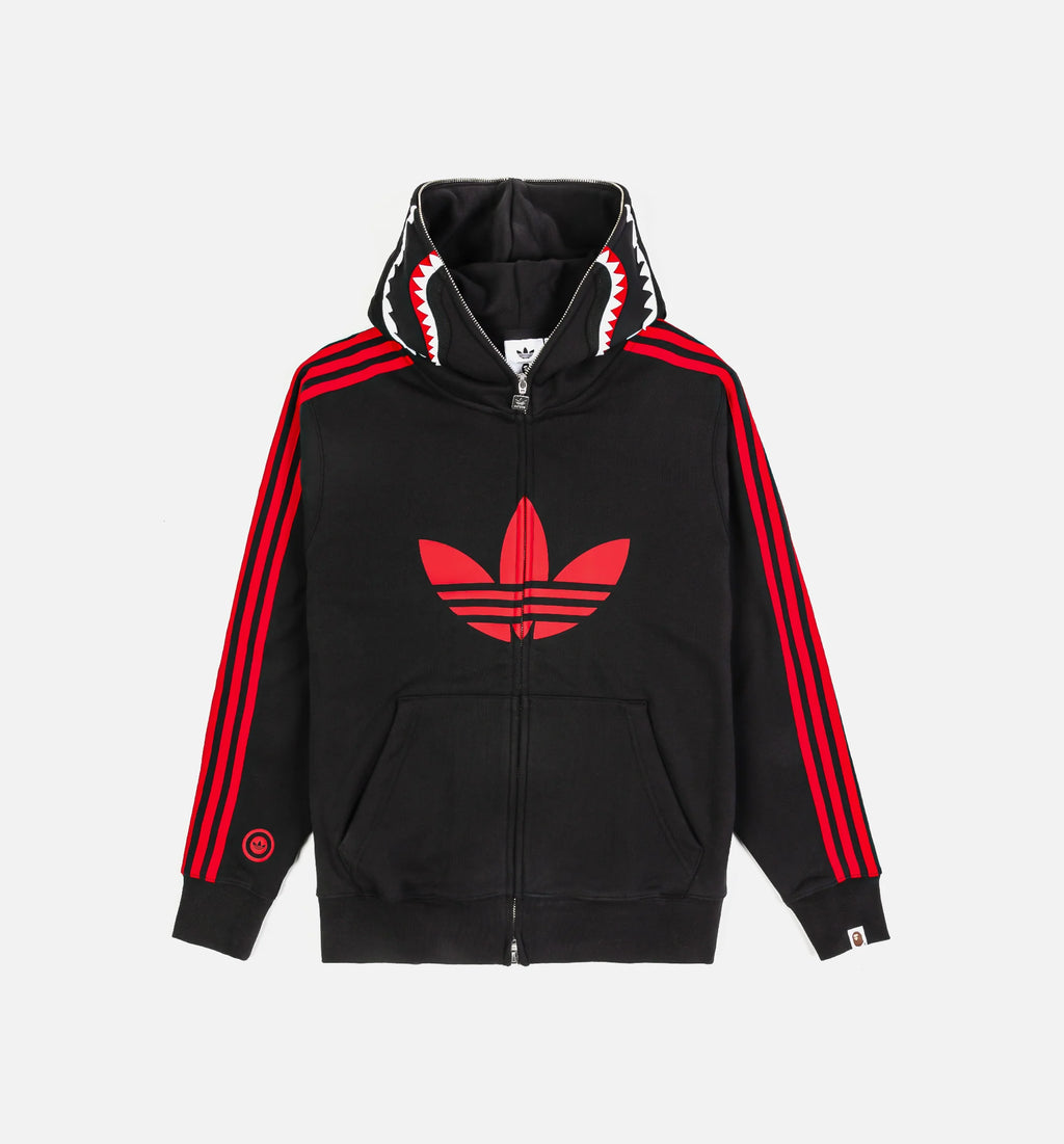 Bape x Adidas Shark Fleece Full Zip Mens Hoodie Black